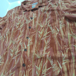 Orange and yellow silk button-front shirt